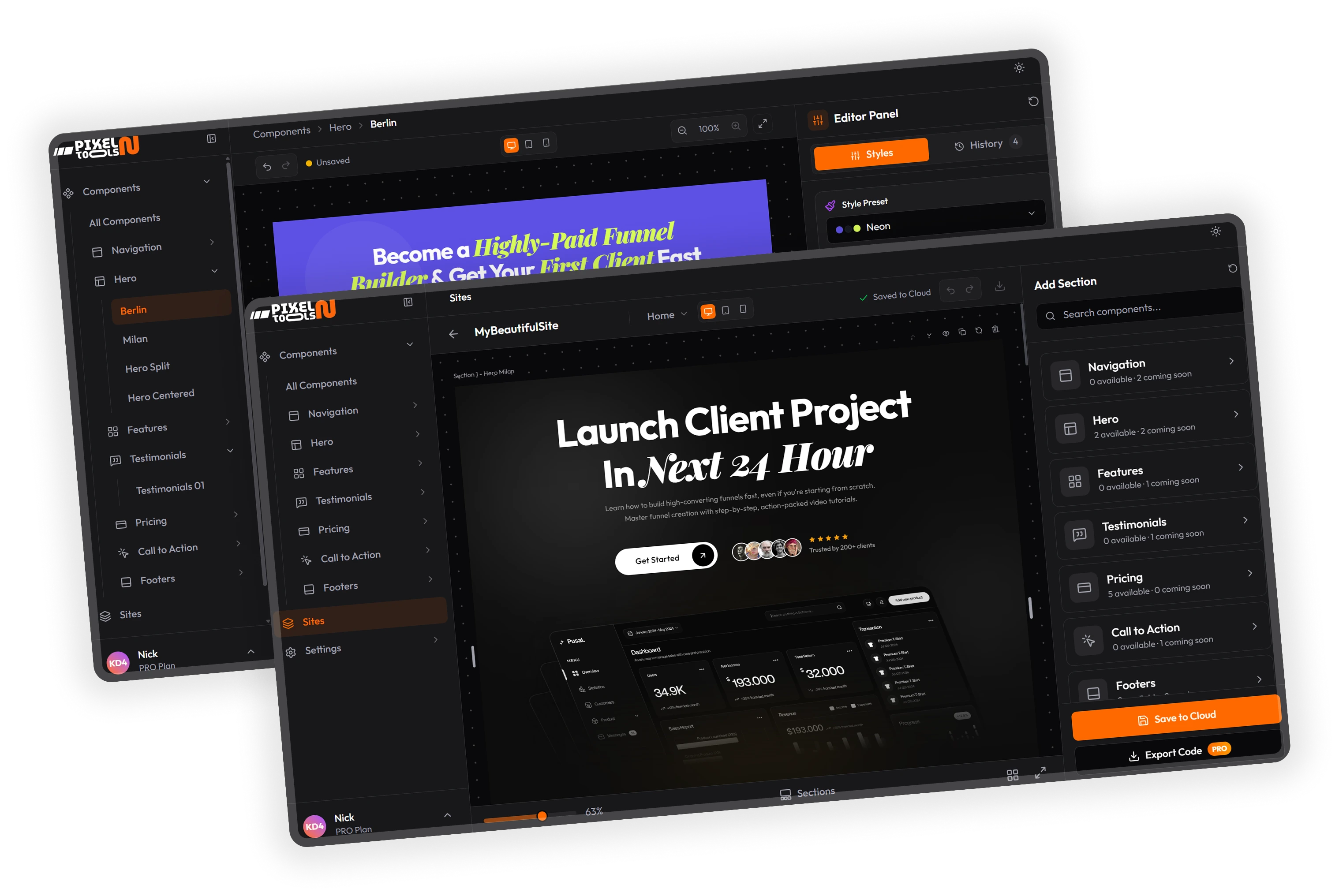 PixelNTools Site & Component Editor